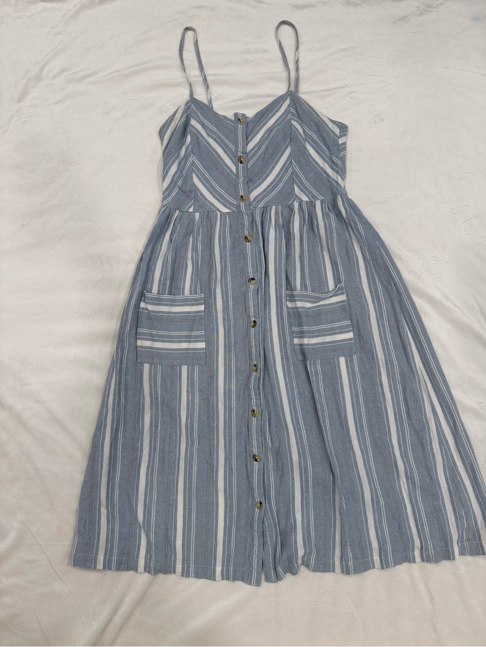 Carly Jean Los Angeles Savannah Midi Dress Blue & White Striped M